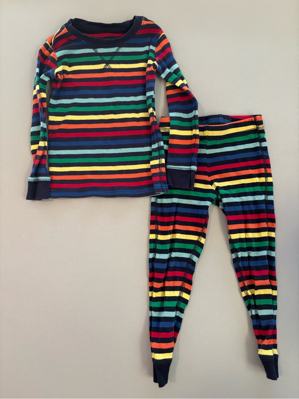 Primary Original Rainbow Stripe Pajamas Size 2-3